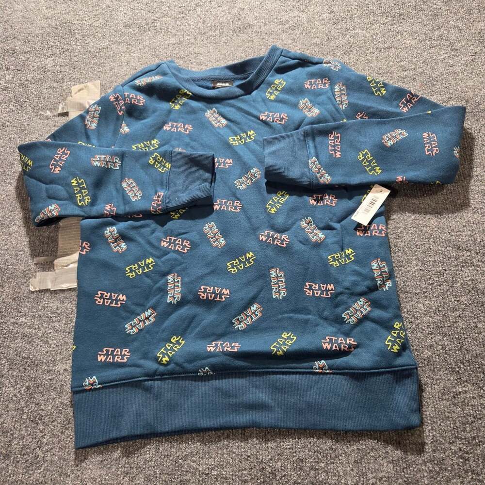 Amazon Essentials Star Wars Sweatshirt Size L Blue Fleece boy Nine Years